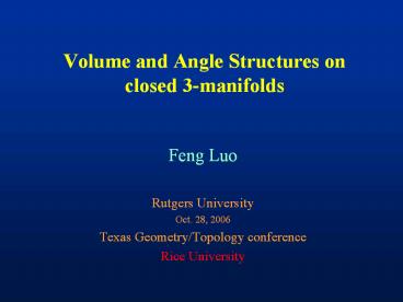 Volume and Angle Structures on closed 3-manifolds