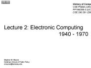 Lecture 2: Electronic Computing
