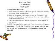 Practice Test US History Unit Eight