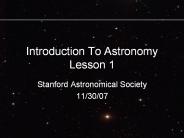 Introduction To Astronomy Lesson 1