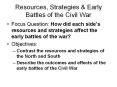 Resources, Strategies & Early Battles of the Civil War Focus PowerPoint PPT Presentation