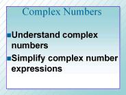 Complex Numbers