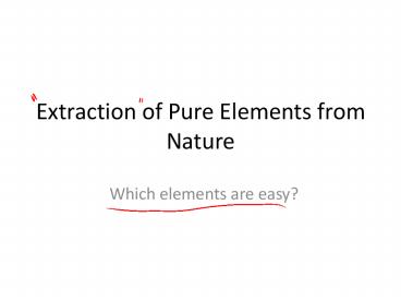 Extraction of Pure Elements from Nature