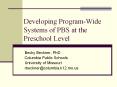 Developing Program-Wide Systems of PBS at the Preschool Level PowerPoint PPT Presentation