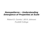 Nanopatterns – Understanding Emergence of Properties at Scale