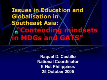 Issues in Education and Globalisation in Southeast Asia: 