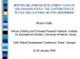 MEETING MILLENNIUM DEVELOPMENT GOALS IN SUB SAHARAN AFRICA: THE CONTRIBUTION OF TEXTILE AND CLOTHING SECTOR UNDERMINED PowerPoint PPT Presentation