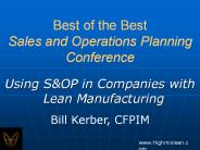 Best of the Best Sales and Operations Planning Conference