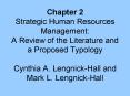 Chapter 2 Strategic Human Resources Management: A Review of the Literature and a Proposed Typology   Cynthia A. Lengnick-Hall and Mark L. Lengnick-Hall PowerPoint PPT Presentation