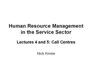 Human Resource Management in the Service Sector