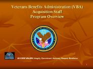 Veterans Benefits Administration (VBA) Acquisition Staff Program Overview