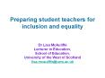 Preparing student teachers for inclusion and equality PowerPoint PPT Presentation