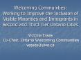 Welcoming Communities: Working to Improve the Inclusion of Visible Minorities and Immigrants in Second and Third Tier Ontario Cities Victoria Esses Co-Chair, Ontario Welcoming Communities vesses@uwo.ca PowerPoint PPT Presentation