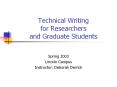 Technical Writing for Researchers and Graduate Students PowerPoint PPT Presentation