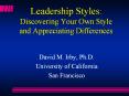 Leadership Styles: Discovering Your Own Style and Appreciating Differences PowerPoint PPT Presentation