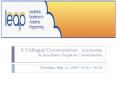 A Collegial Conversation: Leadership & Academic Program Coordination PowerPoint PPT Presentation