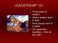 LEADERSHIP 101 PowerPoint PPT Presentation