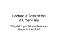 Lecture 3 Tess of the d PowerPoint PPT Presentation