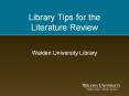 Library Tips for the Literature Review PowerPoint PPT Presentation