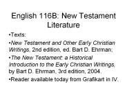 English 116B: New Testament Literature