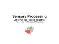 Sensory Processing Let's Put the Pieces Together Presented by: Heidi McLarty, OT Reg. (Ont.). PowerPoint PPT Presentation