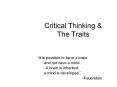 Critical Thinking & The Traits PowerPoint PPT Presentation