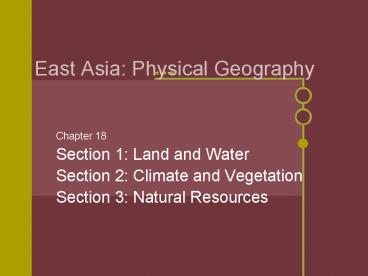 East Asia: Physical Geography