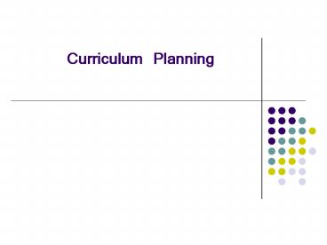 Curriculum Planning