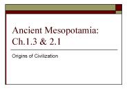 Ancient Mesopotamia: Ch.1.3 & 2.1