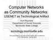 Computer Networks as Community Networks