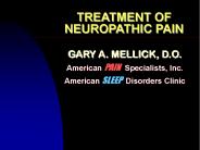 TREATMENT OF NEUROPATHIC PAIN