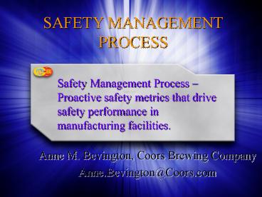 SAFETY MANAGEMENT PROCESS