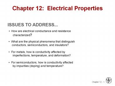 Chapter 12: Electrical Properties