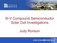 III-V Compound Semiconductor Solar Cell Investigations Jud