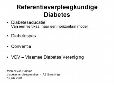 Referentieverpleegkundige Diabetes