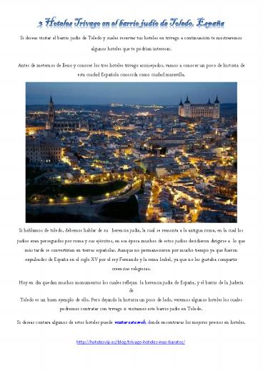 Trivago y algunos hoteles en el barrio antiguo de Toledo