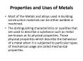 Properties and Uses of Metals PowerPoint PPT Presentation