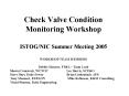 Check Valve Condition Monitoring Workshop PowerPoint PPT Presentation