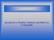 Introduction to Modular Arithmetic and Public Key Cryptography