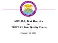 MHS Help Desk Overview for TRICARE Data Quality Course PowerPoint PPT Presentation