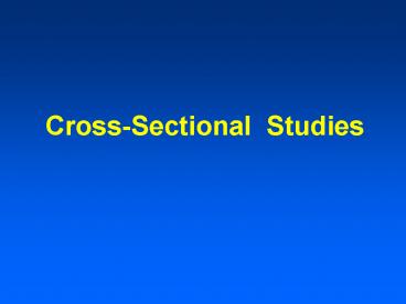 Cross-Sectional Studies
