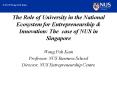 The Role of University in the National Ecosystem for Entrepreneurship PowerPoint PPT Presentation