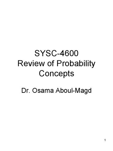 SYSC-4600 Review of Probability Concepts
