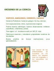 OR GENES DE LA CIENCIA EGIPCIOS, BABILONIOS, SUMERIOS