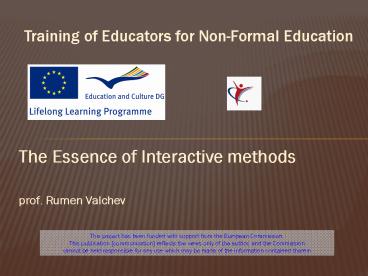 Training of Educators for Non-Formal Education