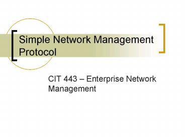Simple Network Management Protocol