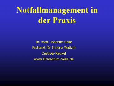 Notfallmanagement in der Praxis