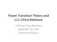Power Transition Theory and U.S.-China Relations PowerPoint PPT Presentation