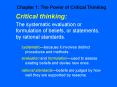 Critical thinking: PowerPoint PPT Presentation