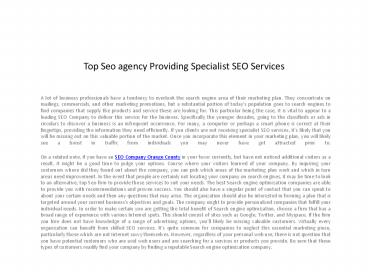 Top Seo agency Providing Specialist SEO Services